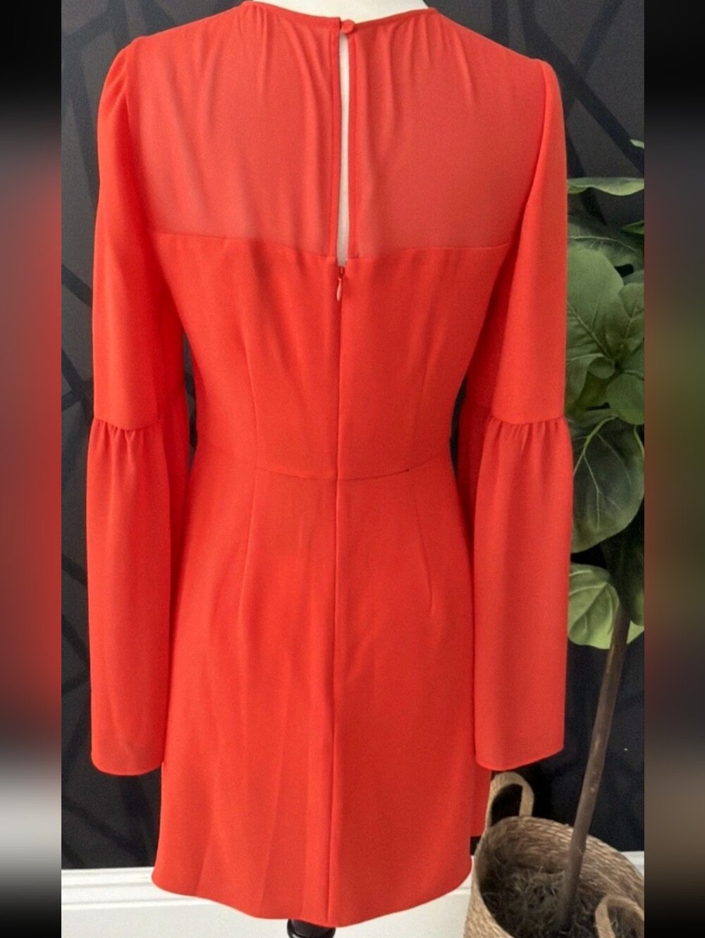 BCBGMaxAzria Vibrant Red Long-Sleeve A-Line Dress Size M - Picture 2 of 13